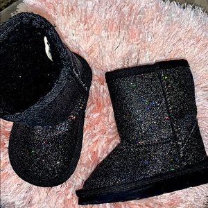 black glitter boots